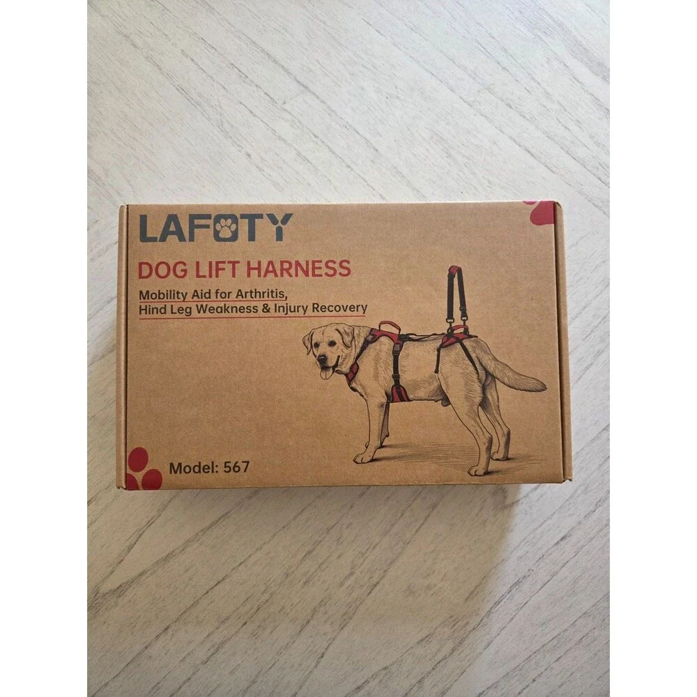 Lafoty Dog Lift Harness for Large Dogs, Full-Body Support Size Large, Red, New